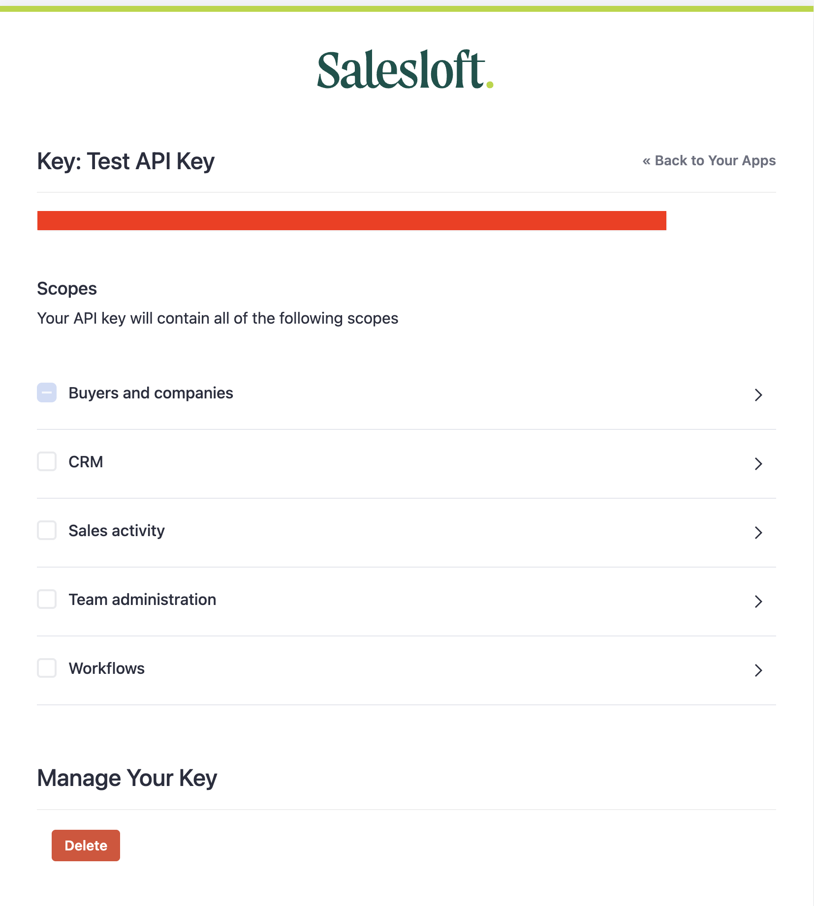 API Key Authentication | Salesloft API